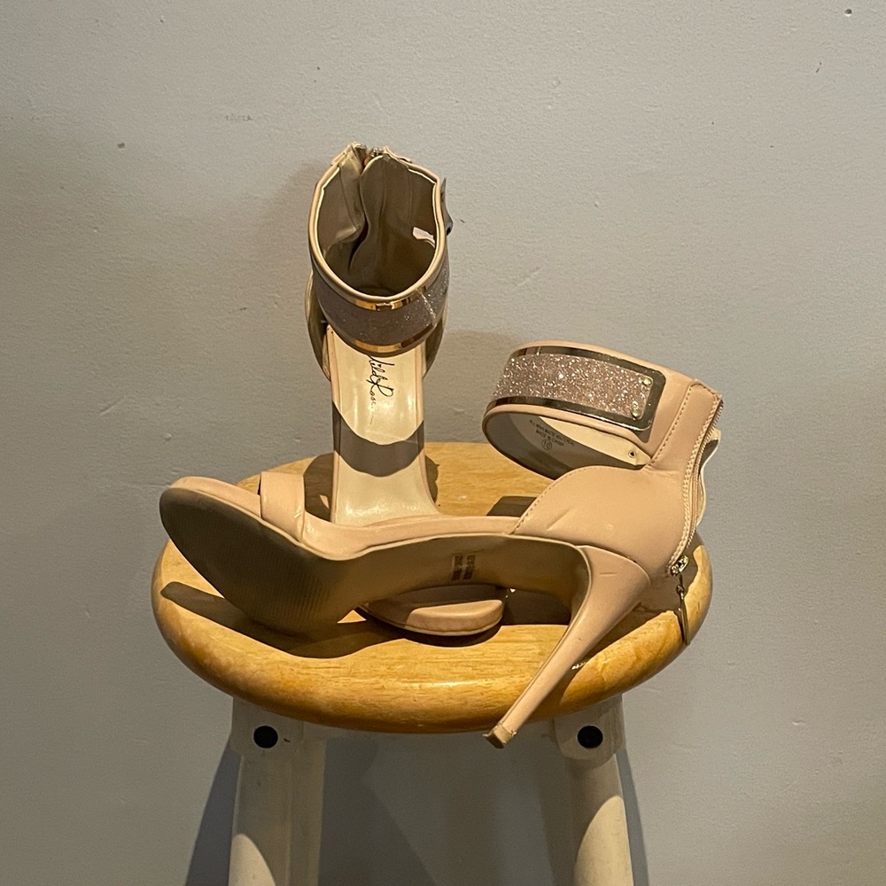 Gold and beige heels
